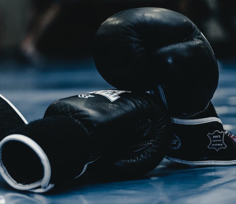pair of black boxing gloves
